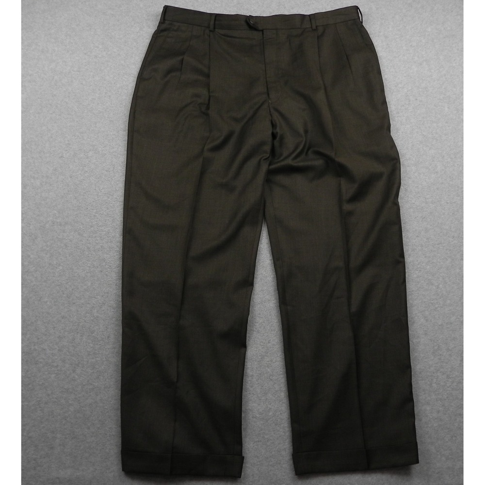 Louis Raphael Pants Mens 42x32 Tailored Dress Suit Formal Cuffed Pleated Brown
